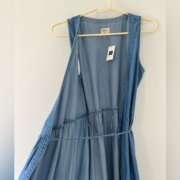 NWT Gap chambray wrap dress midi light blue denim xsmall petite lightweight XS P - Picture 8 of 12